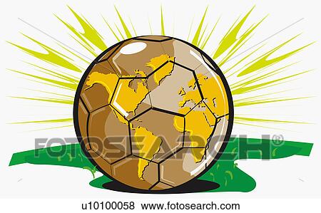 Close-up of a world map depicted on a soccer ball View Large Illustration Stock Illustration - Close-up of a world map depicted on a soccer ball. Fotosearch