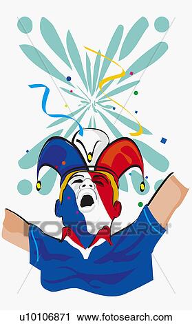 Clip Art - Close-up of spectator cheering in a stadium. Fotosearch