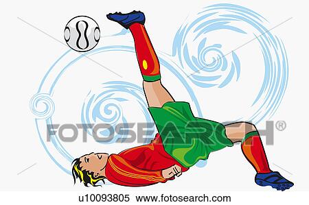 Side profile of a soccer player kicking a soccer ball View Large Illustration Stock Illustration - Side profile of a soccer player kicking a soccer ball. Fotosearch