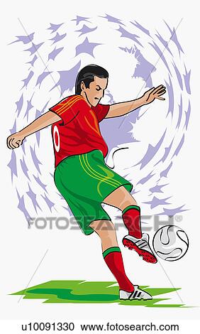 Clipart - Side profile of a soccer player playing soccer. Fotosearch
