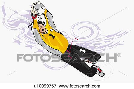 Stock Illustration - Soccer goalie diving for a soccer ball. Fotosearch