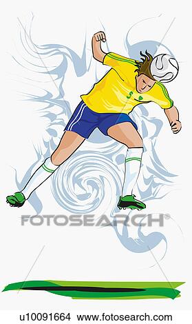 Stock Illustration - Soccer player heading a soccer ball. Fotosearch