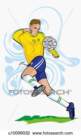 Drawing - Soccer player playing soccer. Fotosearch
