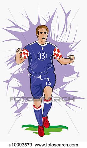 Stock Illustration - Soccer player running on soccer field. Fotosearch