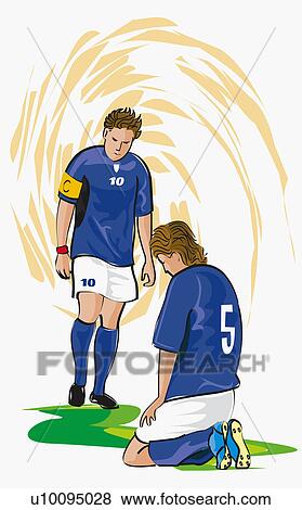 Stock Illustration - Two soccer players on a soccer field. Fotosearch