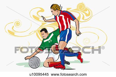 Stock Illustration - Two soccer players playing soccer. Fotosearch