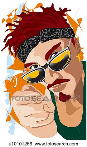 Stock Illustration - Close-up of a young man gesturing with his hand. Fotosearch
