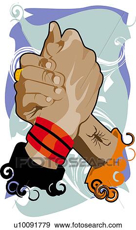Stock Illustration - Close-up of two people arm wrestling. Fotosearch
