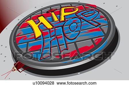 Manhole cover with the words Hip-Hop spray painted on it View Large Illustration Stock Illustration - Manhole cover with the words Hip-Hop spray painted on it. Fotosearch