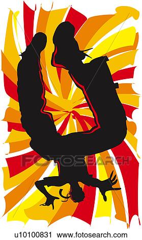 Silhouette of a man breakdancing View Large Illustration Clip Art - Silhouette of a man breakdancing. Fotosearch