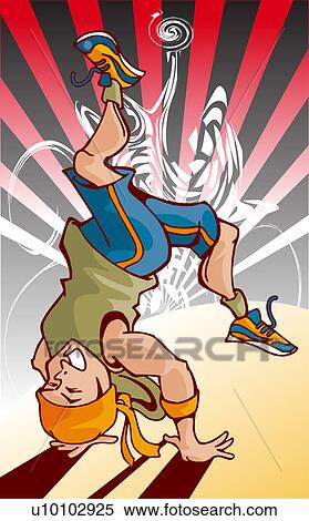 Young man breakdancing in a nightclub View Large Illustration Stock Illustration - Young man breakdancing in a nightclub. Fotosearch