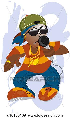 Stock Illustration - Young man singing into a microphone. Fotosearch