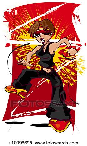 Young woman breakdancing View Large Illustration Stock Illustration - Young woman breakdancing. Fotosearch