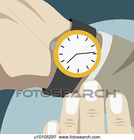 Close-up of a businessman checking the time View Large Illustration Stock Illustration - Close-up of a businessman checking the time. Fotosearch