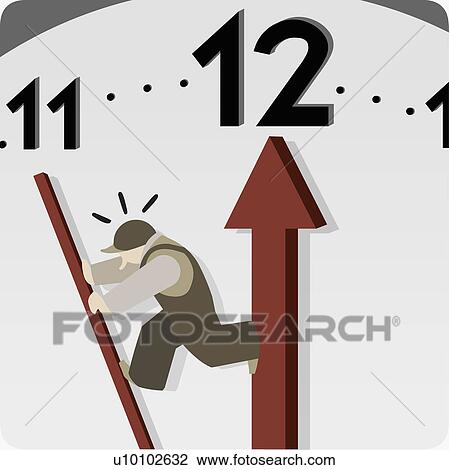 Man trying to alter time View Large Illustration Drawing - Man trying to alter time. Fotosearch