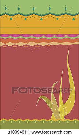Close-up of a cactus plant on a Traditional American Indian pattern View Large Illustration Clip Art - Close-up of a cactus plant on a Traditional American Indian pattern. Fotosearch