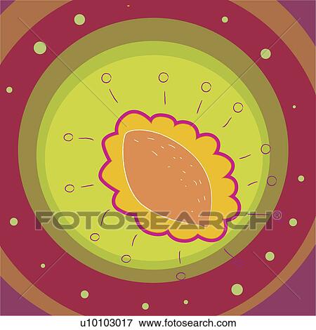 Stock Illustration - Close-up of an almond on a Traditional American Indian pattern. Fotosearch