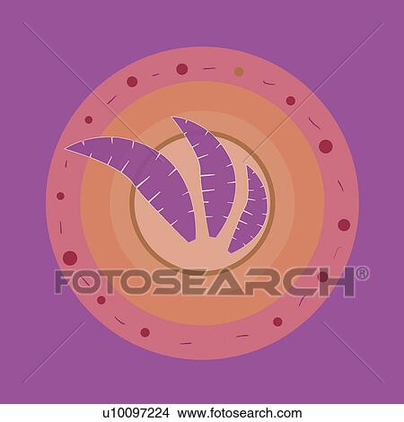 Stock Illustration - Close-up of three leaves on a Traditional American Indian pattern. Fotosearch