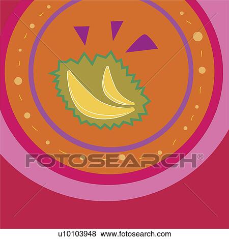 Stock Illustration - Close-up of two bananas on a Traditional American Indian pattern. Fotosearch