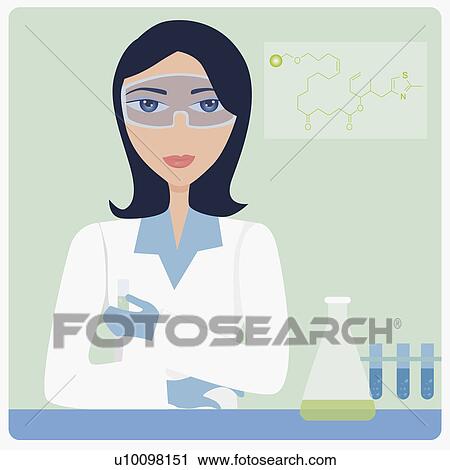 Portrait of a female technician standing in a laboratory View Large Illustration Clip Art - Portrait of a female technician standing in a laboratory. Fotosearch