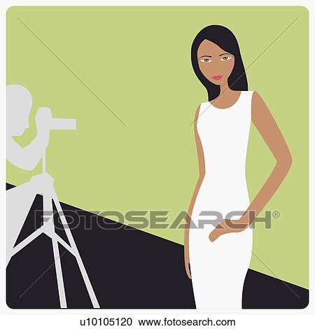 Clipart - Portrait of a young woman posing. Fotosearch