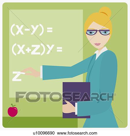 Clipart - Portrait of a young woman teaching. Fotosearch