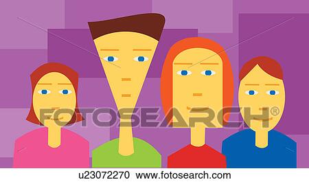 Close up view of family View Large Illustration Clipart - Close up view of family . Fotosearch