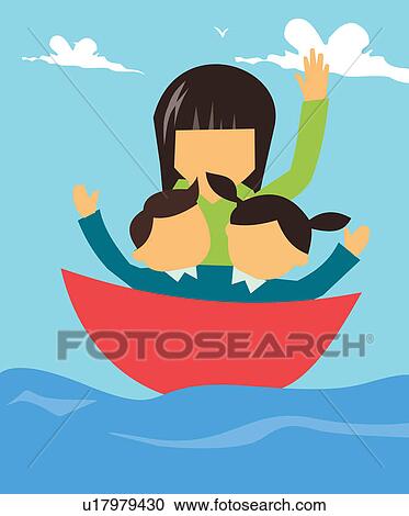 Clipart - Family boating together . Fotosearch