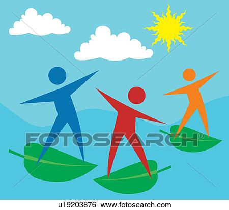 Family floating on leaves View Large Illustration Stock Illustration - Family floating on leaves . Fotosearch