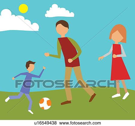 Family playing in park View Large Illustration Stock Illustration - Family playing in park. Fotosearch