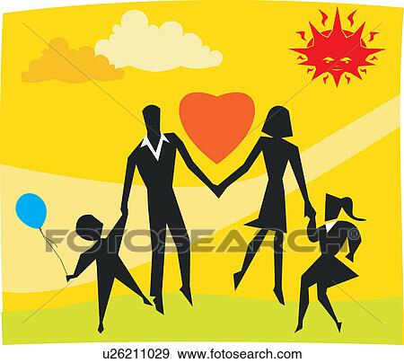 Stock Illustration - Family playing in park together. Fotosearch