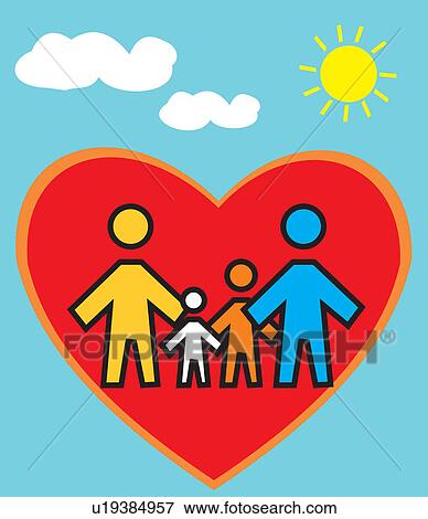 Family Standing in heart shape View Large Illustration Stock Illustration - Family Standing in heart shape . Fotosearch