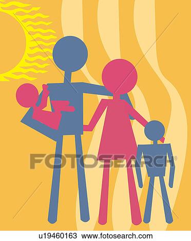 Drawing - Family standing together. Fotosearch
