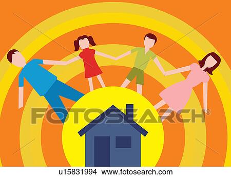 Family standing with holding hands View Large Illustration Stock Illustration - Family standing with holding hands . Fotosearch