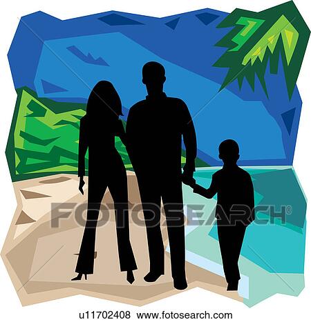 Stock Illustration - Front view of family standing together. Fotosearch