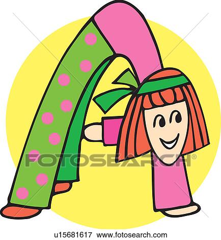 Stock Illustration - Close up view of girl bending to form A. Fotosearch