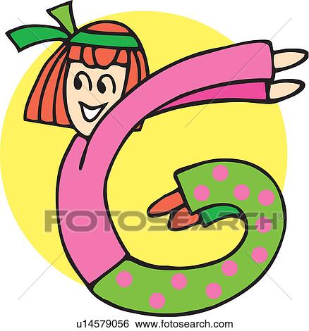 Stock Illustration - Close up view of girl curving to form G. Fotosearch