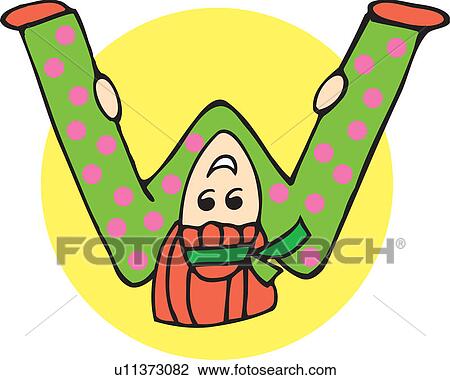 Drawing - Close up view of girl forming alphabet W. Fotosearch
