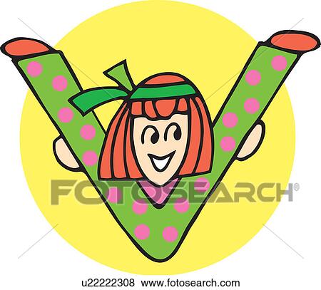 Stock Illustration - Close up view of girl forming V. Fotosearch