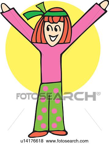 Front view of girl forming alphabet Y View Large Illustration Stock Illustration - Front view of girl forming alphabet Y. Fotosearch