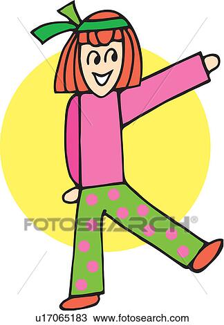 Drawing - Front view of girl forming K. Fotosearch