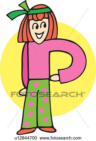 Clipart - Front view of girl forming P. Fotosearch