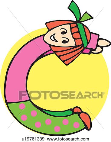 Stock Illustration - Side view of a girl forming C. Fotosearch