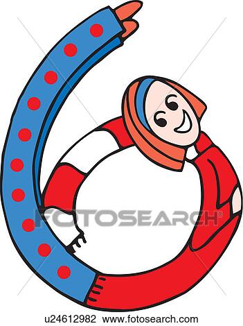Drawing - Side view of girl forming digit 6. Fotosearch
