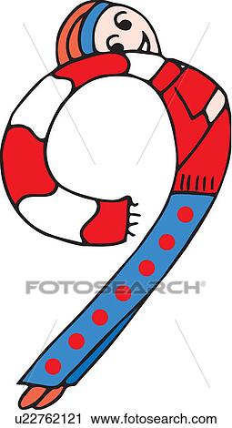 Side view of girl forming digit 9 View Large Illustration Clip Art - Side view of girl forming digit 9. Fotosearch