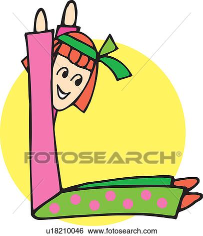Stock Illustration - Side view of girl forming L. Fotosearch
