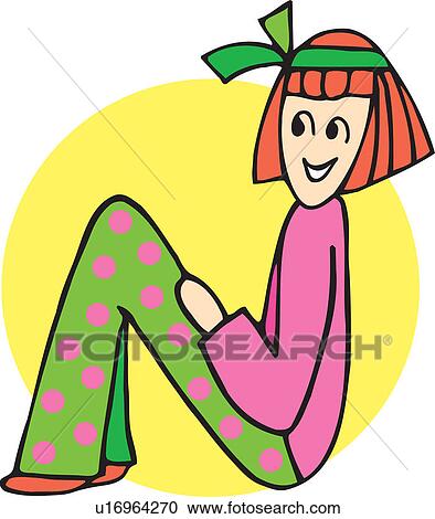 Clipart - Side view of girl sitting forming N. Fotosearch
