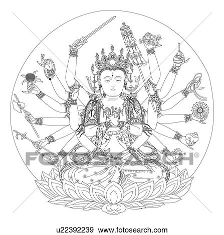 Stock Illustration - Cundi Bodhisattva, the Mother of Seven Kotis of Buddhas and Bodhisattvas. Fotosearch