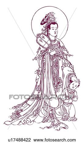 Drawing - Goddess Of Childbirth And Children. Fotosearch