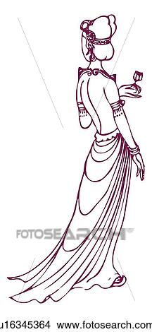 Stock Illustration - Goddess, rear view. Fotosearch